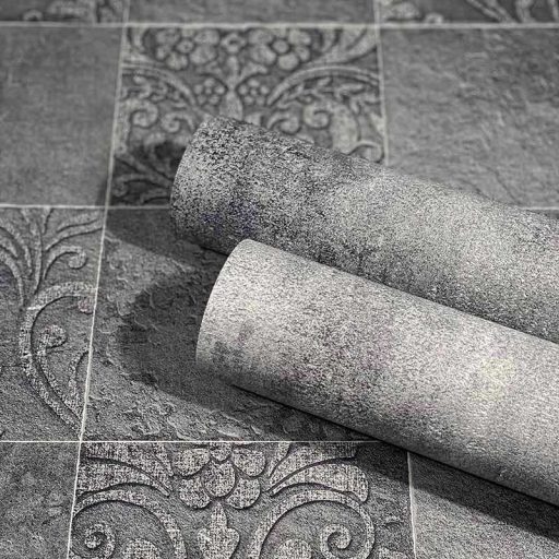 Novamur Hailey 82252 (6799-10) Natur Etno díszes csempeminta szürke árnyalatok ezüst antracit tapéta