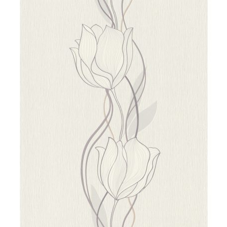 Rasch Sofia 823226 Natur absztrakt rajzolt panelszerű virágminta krémfehér kavics szürke lila tapéta