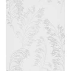   Filigrán réti fűmintázat textil háttéren fehér szürke és ezüst tónusok fényes fémes hatás tapéta