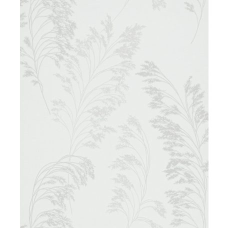 Filigrán réti fűmintázat textil háttéren fehér szürke és ezüst tónusok fényes fémes hatás tapéta