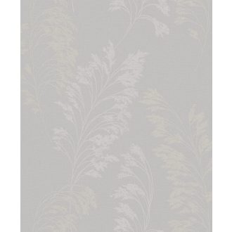   Filigrán réti fűmintázat textil háttéren szürke rózsaszín/roségold és arany tónusok fényes fémes hatás tapéta