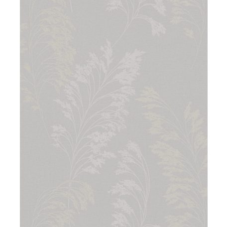 Filigrán réti fűmintázat textil háttéren szürke rózsaszín/roségold és arany tónusok fényes fémes hatás tapéta