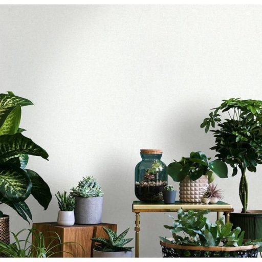 Strukturált vászonhatású egyszínű minta fehér/törtfehér tónus tapéta