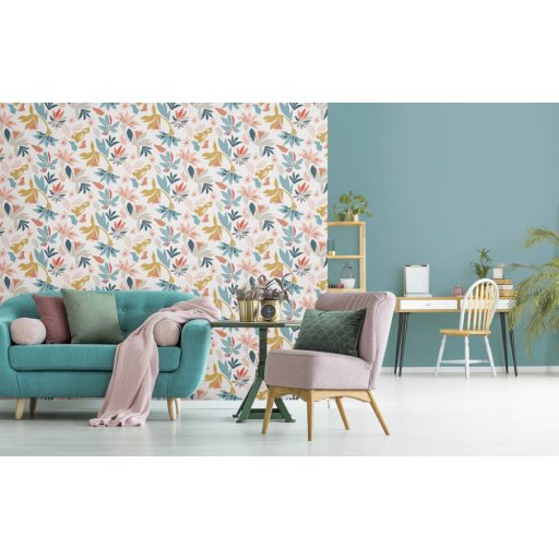 Strukturált vászonhatású egyszínű minta kék tónus tapéta