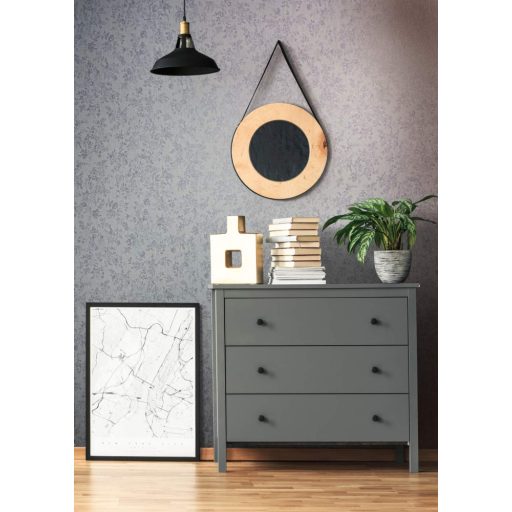 Filigrán vintage virágmotívum szürkéslila és kék pasztell tónusok fényes mintafelület tapéta