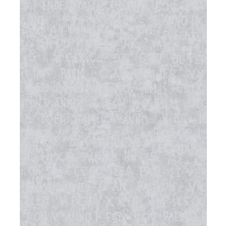   Misztikus írásjelek és szövegek beton/vakolt fal háttéren szürke fehér és ezüst tónusok fényes mintarészletek tapéta