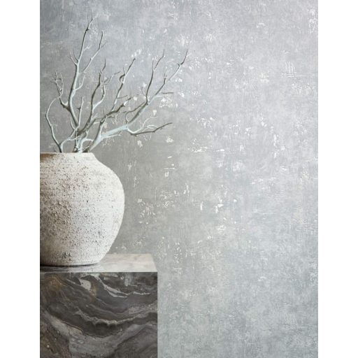 Konkrét természetes betonhatású minta szürke/ezüstszürke gyönyházfényű fémes hatás tapéta