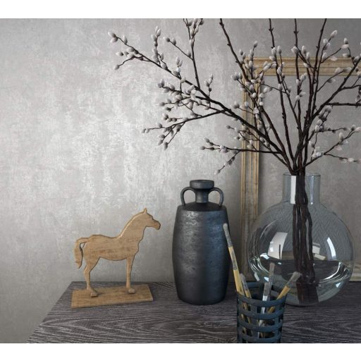 Monokróm beton megjenésű minta krémfehér szürke gyöngyházfényű fémes hatás tapéta