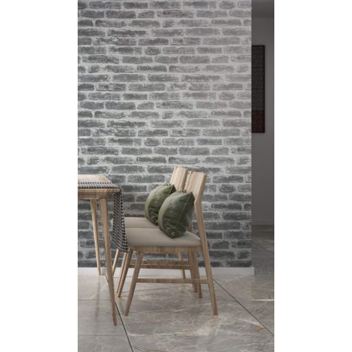 Valósághű megjelenésű loft téglafal szürke szürkésbézs és szürkésfehér tónusok tapéta