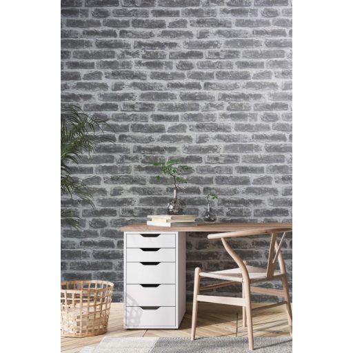 Valósághű megjelenésű loft téglafal szürke szürkésbézs és szürkésfehér tónusok tapéta