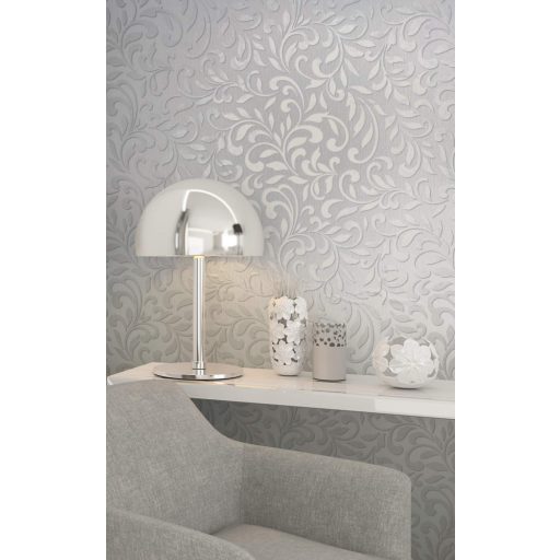 Virágos indamotívum modern fémes kiemeléssel bézs szürke és gyöngyház tónusok tapéta
