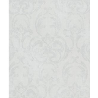   Klasszikus barokk díszítőminta vakolt fal háttéren krémszürke szürkésbézs és ezüst tónusok tapéta
