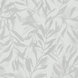   Az árnyékával játszó folyamatosan terjedő grafikus levélmintázat szürkésfehér és szürke/világosszürke tónus tapéta