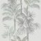 Trópusi feeling! Pálmaliget ábrázolás natur színekben törtfehér szürke szürkésbarna és zöld tónus tapéta
