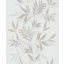 Finoman ívelő levélágak plasztikus és költői mintája fehér halvány bézs és szürkésbézs tónus finom fény tapéta