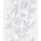 Finoman ívelő levélágak plasztikus és költői mintája fehér halvány szürke és ezüst tónus finom fény tapéta