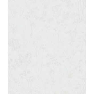   Természetes botanikai motívum - vadvirágok mintája krémfehér és világos szürkésbézs tónus tapéta