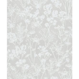   Természetes botanikai motívum - vadvirágok mintája nemes szürke és törtfehér tónus finom fény tapéta
