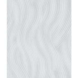   Esztétikus lágyan ívelő hullámformák mintája törtfehér finom bézs és világosszürke tónus tapéta
