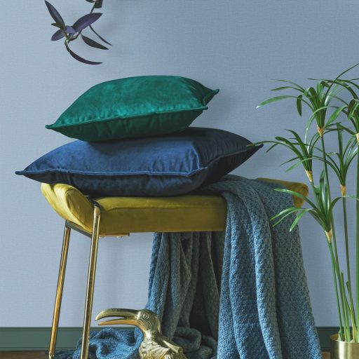 Természetes szinte lélegző texturált vászonhatású minta derűs acélkék/porcelánkék tónus tapéta