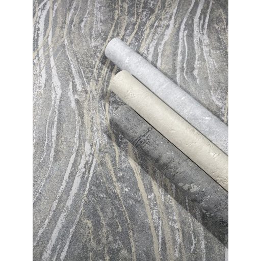 Homokkő rétegek és márvány erezet függőleges hullámokba rendezve törtfehér szürke és bézs tónus tapéta