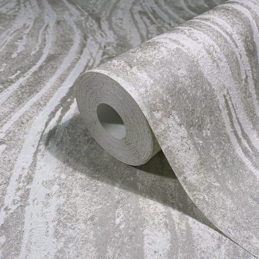 Homokkő rétegek és márvány erezet függőleges hullámokba rendezve törtfehér szürkésfehér és szürke tónus tapéta