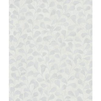   Stilizált finoman rajzolt tónusos levél motívum törtfehér szürkésfehér és halvány szürke tónus tapéta