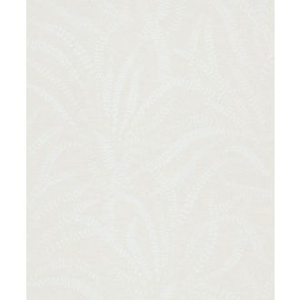   Herbárium lapjait idéző páfrányok lenyomata krémszín és krémes-fehér tónus selyemfényű textúra tapéta