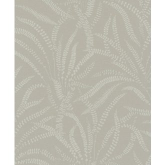   Herbárium lapjait idéző páfrányok lenyomata homokbézs és krémfehér tónus selyemfényű textúra tapéta