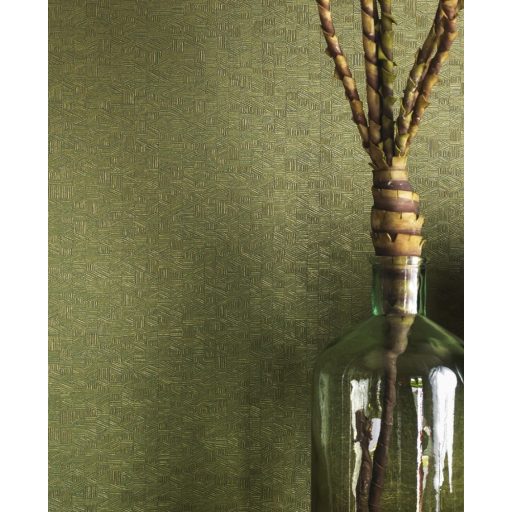 Casadeco Encyclopedia 82547101 LIGNUM AMANDE geometrikus texturált faragott fa hatás mandulazöld tapéta