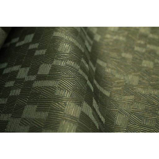 Casadeco Encyclopedia 82547101 LIGNUM AMANDE geometrikus texturált faragott fa hatás mandulazöld tapéta