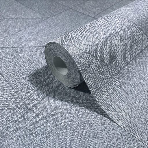 Finom árnyalt színvilágú geometriai minta lágy kontúrokkal kék szürkéskék és ezüst tónus tapéta