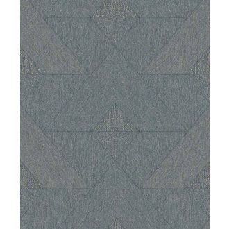   Finom árnyalt színvilágú geometriai minta lágy kontúrokkal kék/sötétkék arany/bézsarany és szürke tónus tapéta