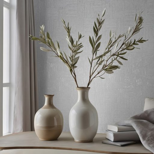 Dinamikus texturált geometriai minta különböző irányú ecsetvonás-szerű vonalakkal fehér gyöngyház és világosszürke tónus tapéta