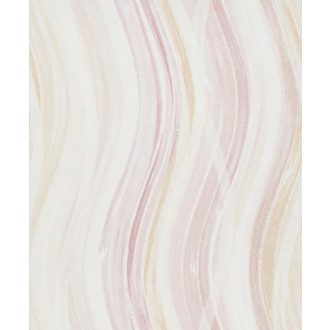   Akvarell hullámzó ecsetvonások grafikus minta pasztell árnyalatokban krémfehér púderrózsaszín és arany tónus tapéta