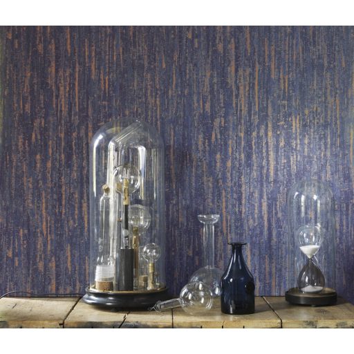 Casadeco Encyclopedia 82636430  CORTICIS ENCRE natur fakéreg minta tintakék csillogó rézszín fémes hatás tapéta