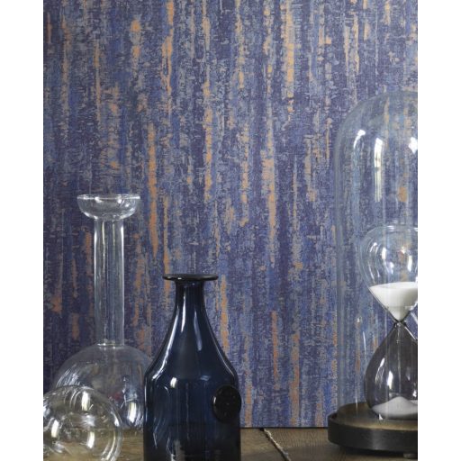 Casadeco Encyclopedia 82636430  CORTICIS ENCRE natur fakéreg minta tintakék csillogó rézszín fémes hatás tapéta