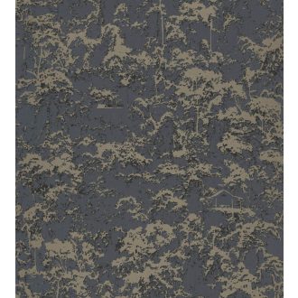   Casadeco Encyclopedia 82649434 TEREBRO NOIR művészi erdő ábrázolás fekete barna csillogó fémes hatás tapéta