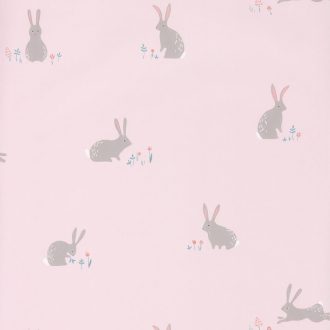   Casadeco Happy Dreams 82744111 BUNNY CORAL/ROSE nyuszik rózsaszín szürke zöld piros tapéta
