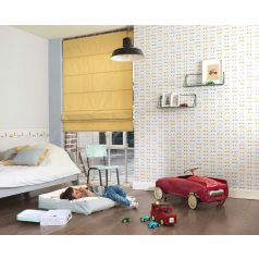   Casadeco Happy Dreams 82786118 ALL OVER GEOMETRIQUE BLUE grafikus krémfehér szürkéskék tapéta