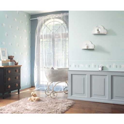 Casadeco Happy Dreams 82836127 SNOWFLAKE hópelyhek kék szürke fehér tapéta