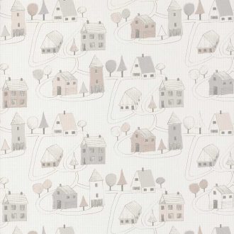   Casadeco Happy Dreams 82841329 SMALL VILLAGE GRIS BEIGE falu krémfehér bézs szürke tapéta