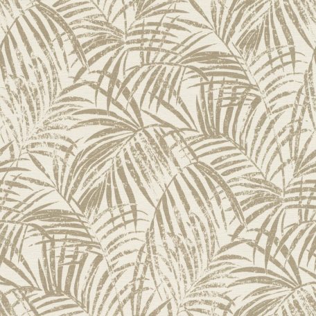 Rasch Denzo II 832174  Natur trópusi finoman rajzolt pálmalevelek textilstruktúra krémfehér csillogó arany tapéta