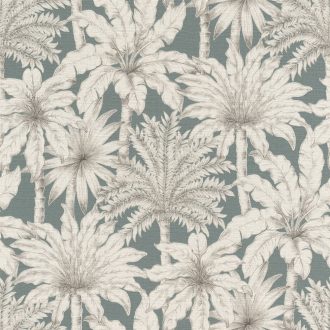   Rasch Denzo II 832723 Natur trópusi pálma motívum finom ceruzarajzolattal kékes szürke krémfehér fekete tapéta