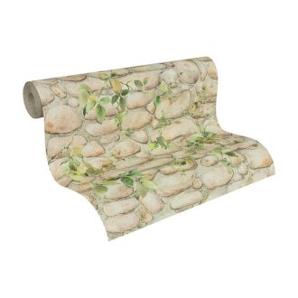   As-Creation Dekora Natur 6, 8344-16  borostyános kőminta bézs barna szürke zöld tapéta