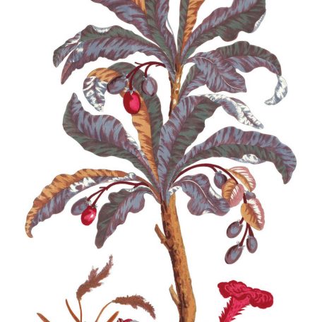 Casadeco Encyclopedia 83526564 PANORAMIQUE ARBORETUM FIG 1 BLEU Natur magányos fa egzotikus virágokkal fehér szines falpanel