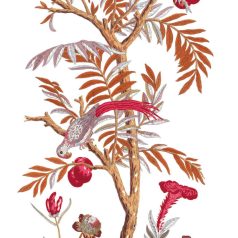   Casadeco Encyclopedia 83538565  PANORAMIQUE ARBORETUM FIG 2ROUGE  Natur magányos fa egzotikus virágokkal fehér szines falpanel