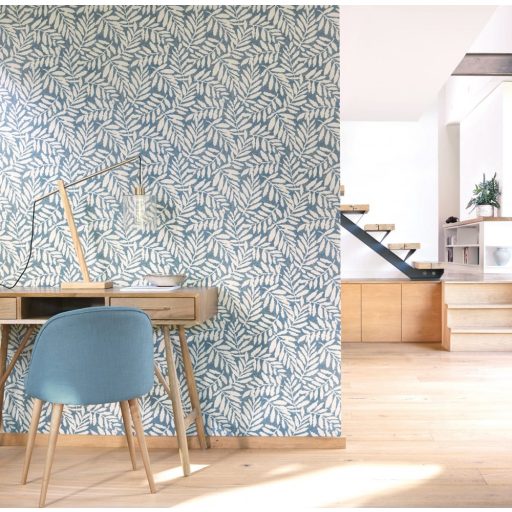 Casadeco Natura 83756323 SUMMER Natur Kecses levélmintázat "egy pillanat a nyárból" krémszürke kék tapéta