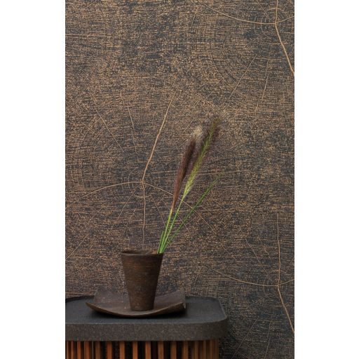 Casadeco Natura 83769414  WINTER Natur fatest évgyűrűi repedései sötétbarna/antracit rézszín fémes mintarajzolat tapéta