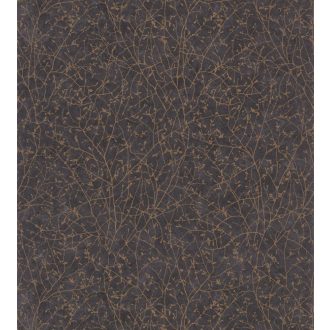   Casadeco Natura 83779505 SPRING Natur Törékeny ágak-finom rügyek "a tavasz első lehellete" antracit rézszín fémes mintarajzolat tapéta